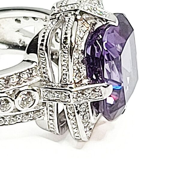 Cushion Cut Tanzanite Split Shank & Split Gallery Statement Ring | Size 8 - Picture 10 of 15